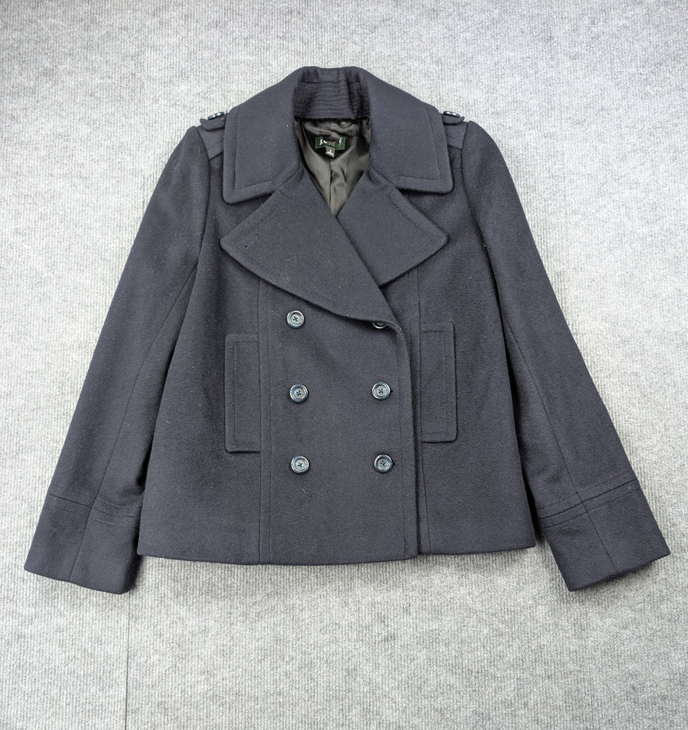 J Crew Pea Coat Womens 8 Double Breasted Wool Timeless Quiet Luxury Capsule Blue